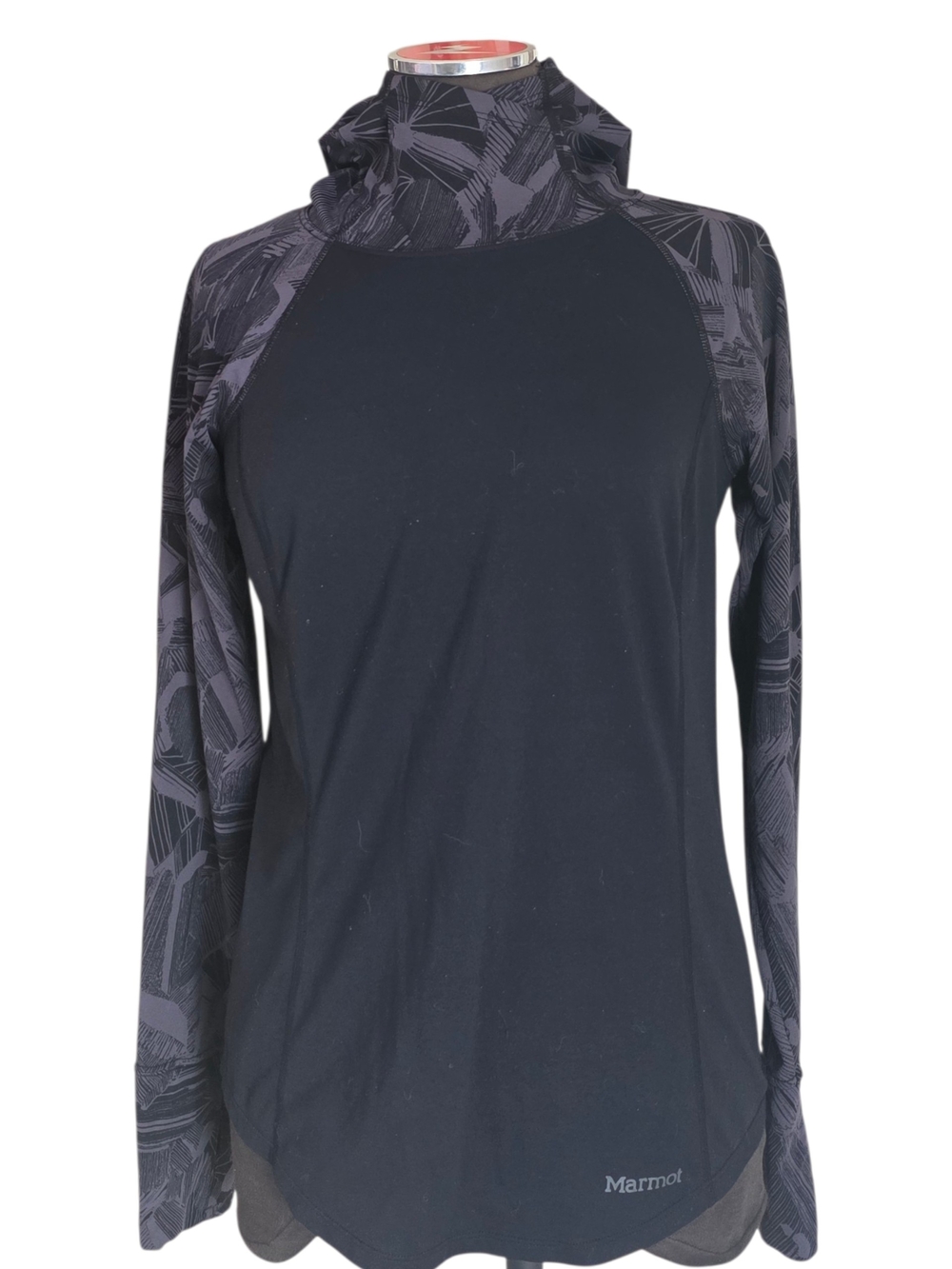 Marmot Black Patterned-Sleeve Long Sleeve High Neck Top
